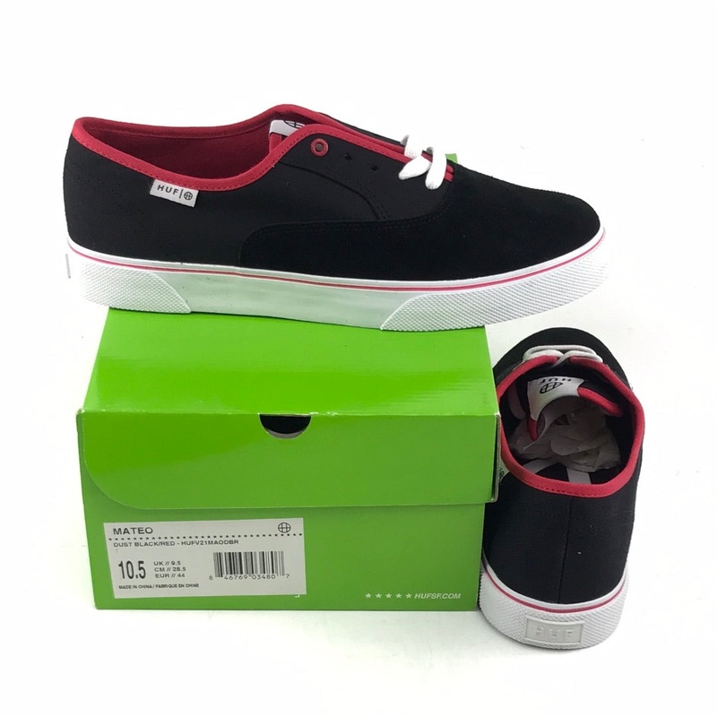 Huf Mateo Dust Black/Red US Mens Size 10.5 Shoes