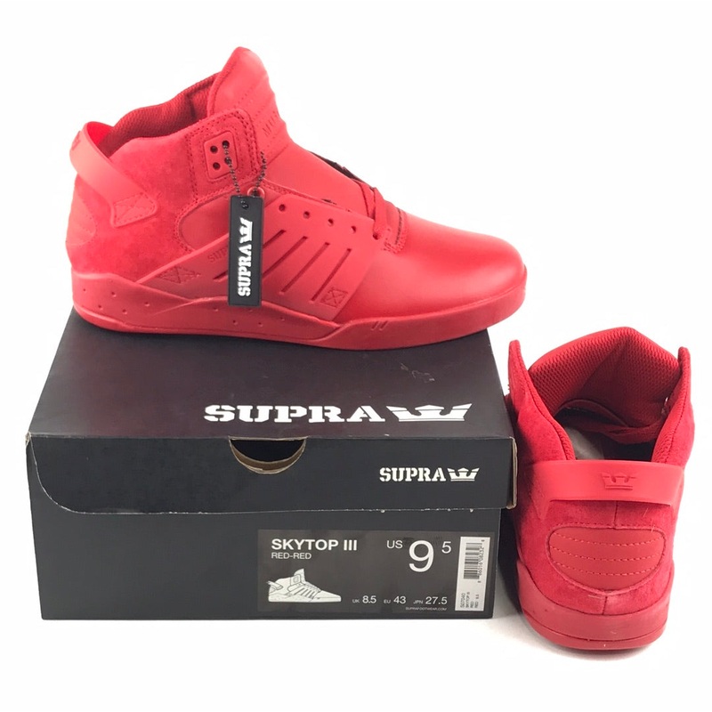 Supra Skytop III Red-Red US Mens Size 9.5