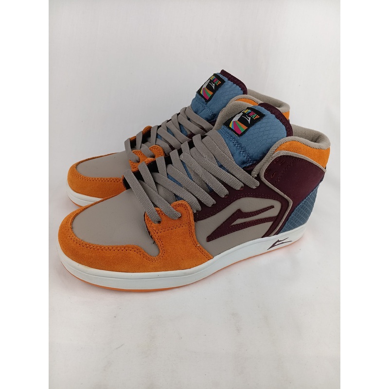 Lakai Telford High Grey Orange Leather Size 8 Shoes