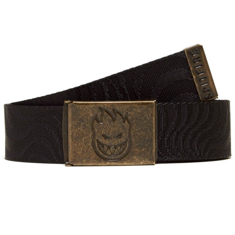 SPITFIRE BIGHEAD JACQUARD SWIRL WEB BELT - BRASS BLACK