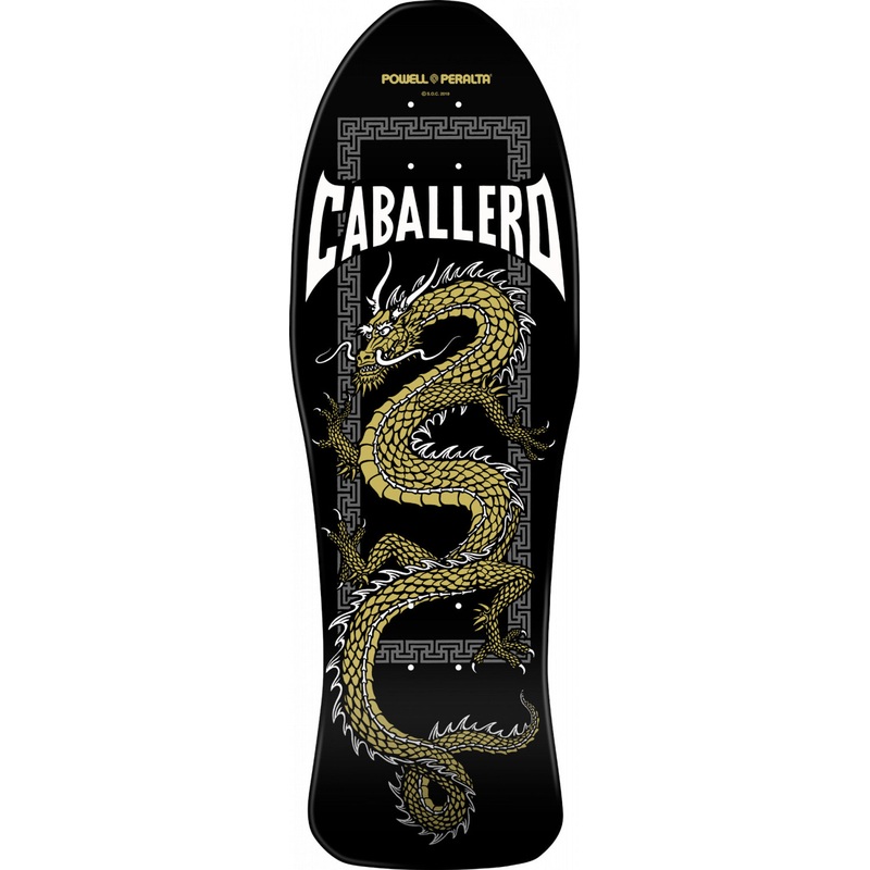 POWELL-PERALTA RETRO DECK - CAB CHINESE DRAGON SPOON NOSE BLACK GOLD (10")