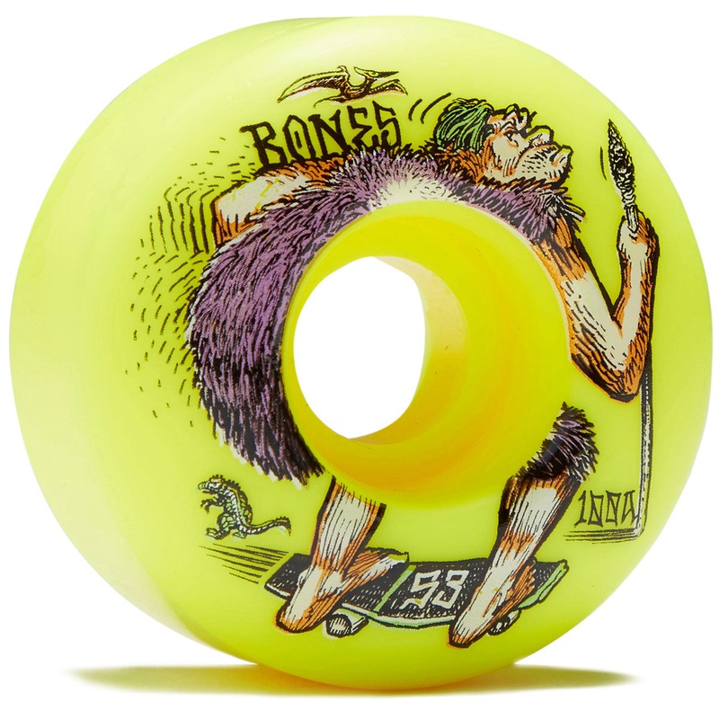 BONES WHEELS OG 100'S NEONDERTHAL V4 WIDE 100A (52MM) YELLOW